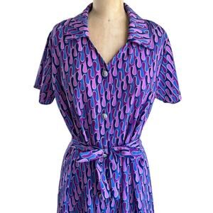 Vintage Y2k purple psychedelic shirt dress size S